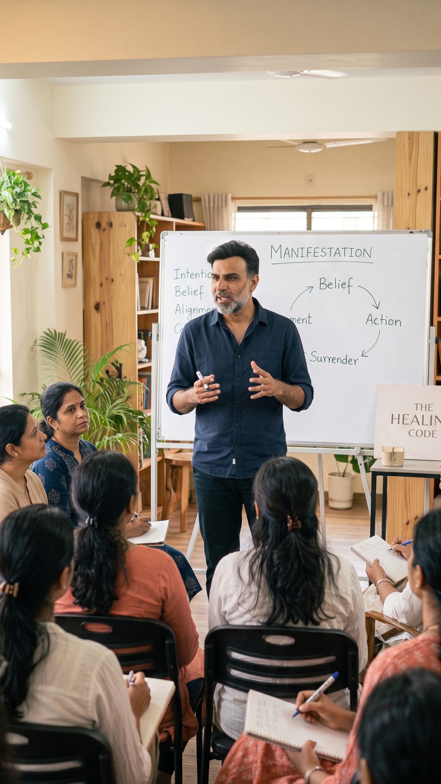 Pravin teaching a manifestation workshop